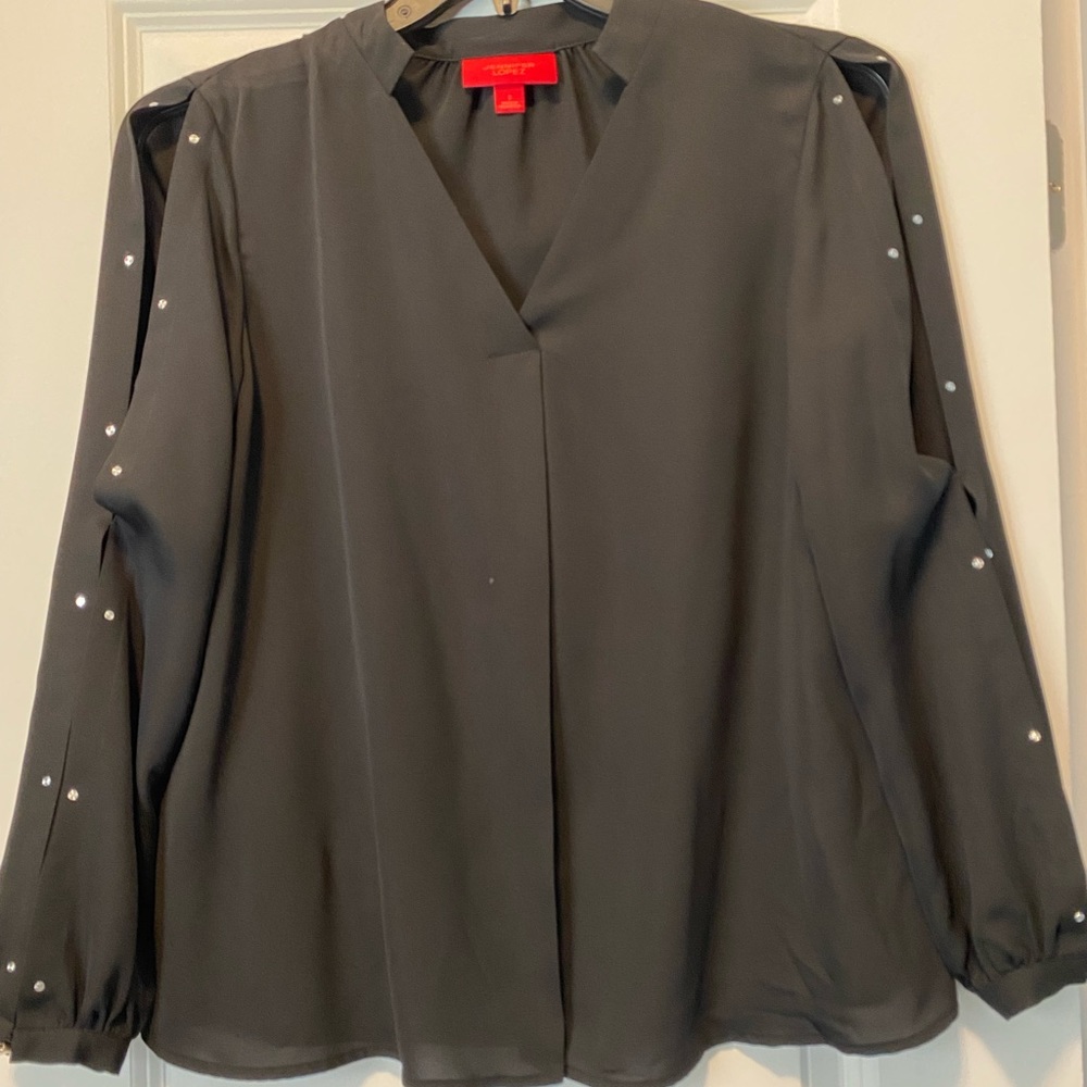 Jennifer Lopez Black long sleeve blouse